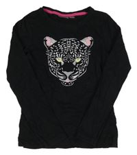Černé triko s leopardem 