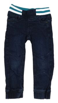 Tmavomodré skinny rifle s úpletovým pasom Impidimpi