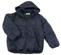 Tmavomodrá šušťáková zimná bunda s kapucňou H&M