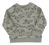 Sivo-čierna vzorovaná mikina s dinosaurami Primark