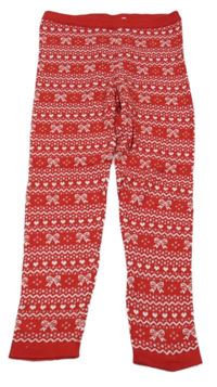 Červeno-biele vzorované pletené legíny Lupilu