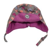 Šedo-růžová šusťáková beranice se srdíčky 