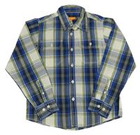 Tmavomodro-zeleno-smotanová kockovaná košeľa