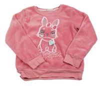 Ružová plyšová mikina s králikom kids