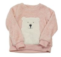 Svetloružová chlpatá mikina s medvěďom Dopodopo