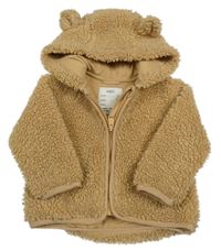 Hnědá huňatá podšitá propínací mikina s kapucí Next