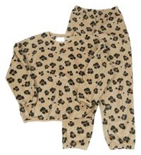 Béžové plyšové leopardí pyžamo Next