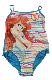 Modré jednodielne plavky s Ariel Disney