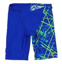 Tmavomodro-zelené vzorované UV plavkové kraťasy Speedo