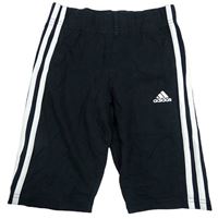 Černé elastické kraťasy s pruhy Adidas