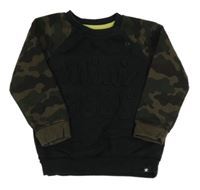 Černo-khaki mikina s army rukávy a nápisem F&F