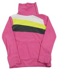 Ružovo-bielo-limetkovo-sivá fleecová mikina Y.F.K.