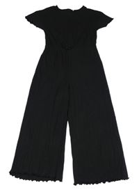 Černý žebrovaný kalhotový overal 