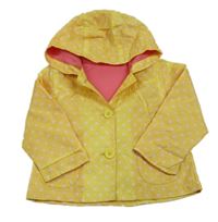 Žltá bodkovaná á šušťáková jarná bunda s kapucňou zn. Mothercare