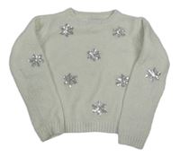 Biely žinylkový sveter s vločkami Primark