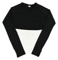 Čierne športové crop tričko Shein