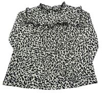 Bielo-čierna blúzka s leopardím vzorom a volánikom Next