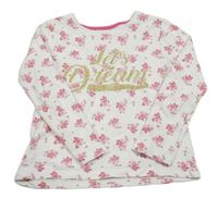 Bílo-růžové květované triko s nápisem Primark