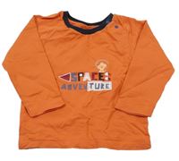 Oranžové tričko s nápisom a myškou