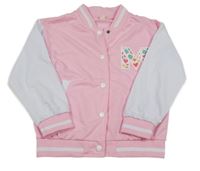 Ružovo-biela baseballová mikina s písmenem