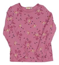 Ružové tričko s listami a jednorožcami Kids