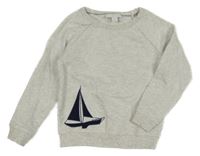 Svetlosivá melírovaná mikina s lodí