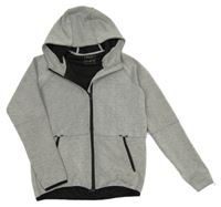 Světlešedá melírovaná propínací tech fleece mikina s kapucí 