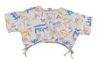 Biele crop teplákové tričko s nápismi Page one young