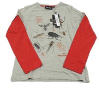 Nové - Šedo-červené triko s brouky Peter Storm