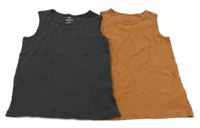 2set - 2x tílko - hnědé + antracitové H&M