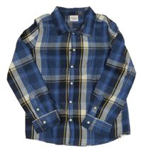 Tmavomodro-bílo-žlutá kostkovaná sukně 