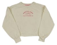 Smotanová crop mikina s nápismi Studio