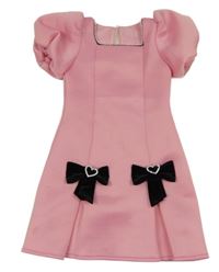 Růžovo-černé šaty s 3D mašlemi River Island