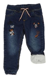 Tmavomodré zateplené cuff rifle s Minnie 