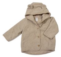 Béžová fleecová podšitá prepínaci mikina s kapucňou H&M