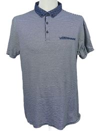 Pánske tmavomodro-biele pruhované polo tričko Cedarwood state
