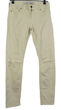 Dámské béžové skinny rifle s dírami Denim 