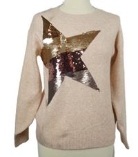 Dámsky svetloružový sveter s hvězdou z flitrů F&F