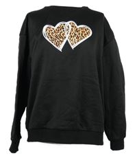 Dámska čierna mikina so srdiečkami Shein