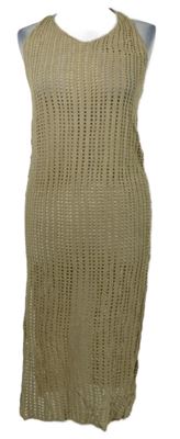 Dámské béžové perforované pletené midi šaty