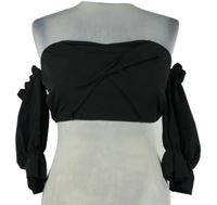 Dámska čierna crop blúzka s odhalenými rameny Shein