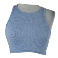 Dámský světlemodrý žebrovaný crop top Shein 