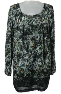 Dámská černo-zelená kytičkovaná šifonová tunika Gina Benotti 