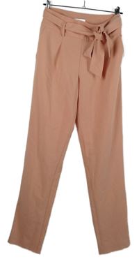 Dámské růžové kalhoty s páskem Pieces 