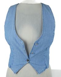 Dámská světlemodrá společenská crop lehká riflová vesta Zara 