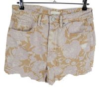 Dámské růžovo-oranžové květované riflové kraťasy s prošoupáním River Island 