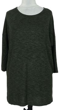 Dámske kaki-čierne melírované úpletové tričko New Look