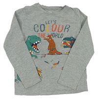 Sivé melírované tričko s dinosaurami C&A