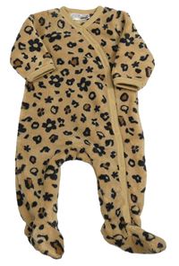 Béžový chlpatý overal s leopardím vzorom Ergee