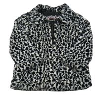 Bielo-čierny chlpatý podšitý kabát Girl2Girl